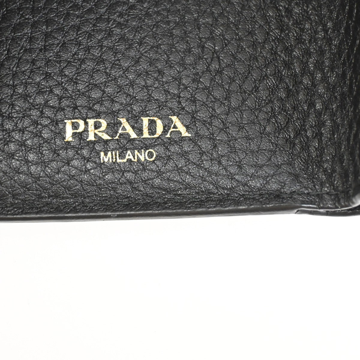 PRADA Logo Mini Compact Trifold Wallet Vitello Leather Black GHW 62KC693