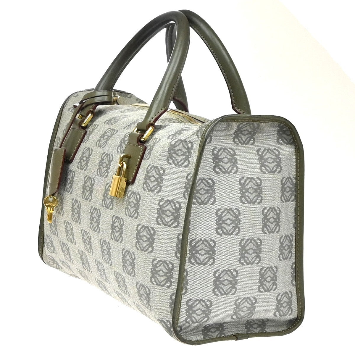 LOEWE Logo AMAZONA Anagram Pattern Hand Bag PVC Leather Gray GHW Spain 35YH954