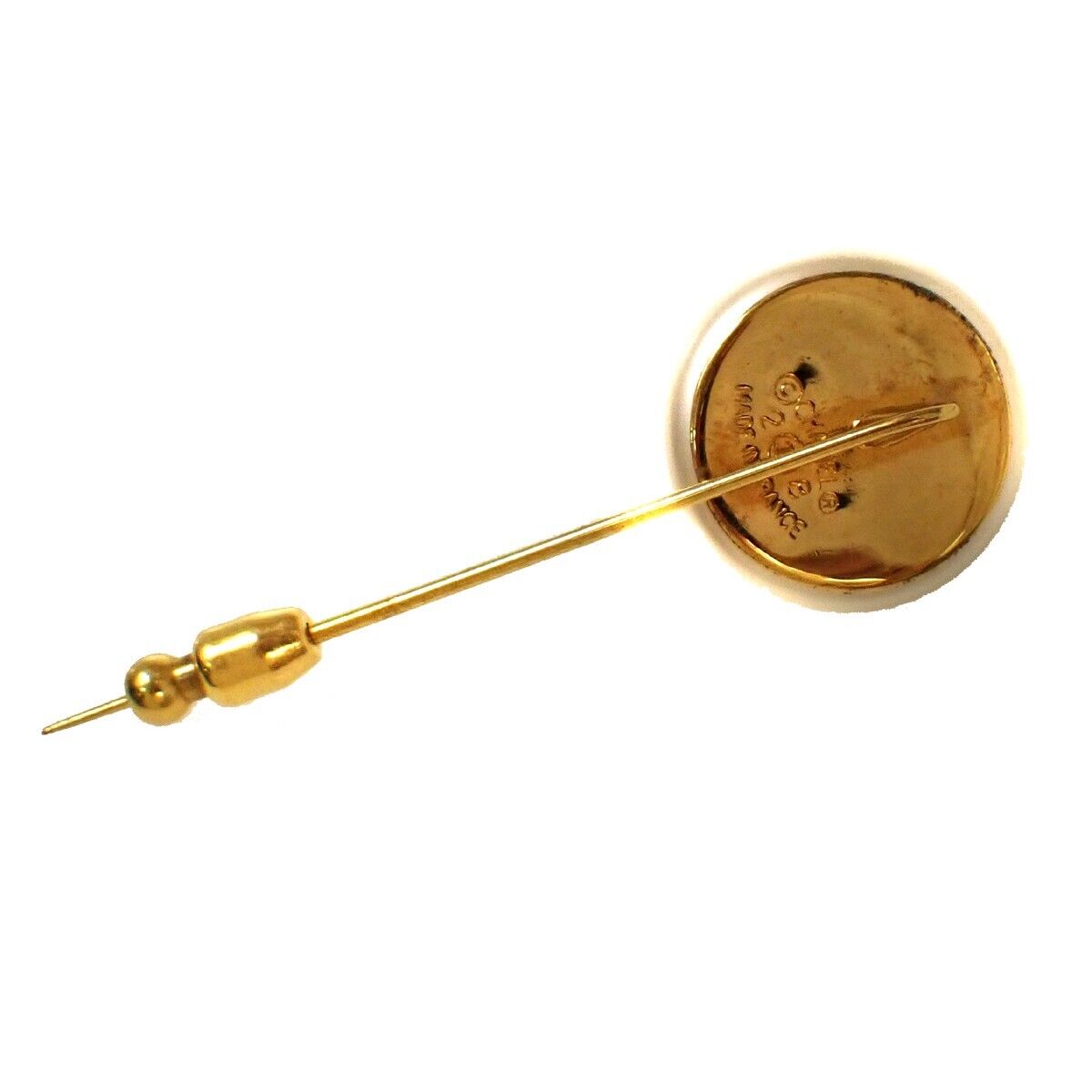 CHANEL CC Logo Pin Brooch 28 Imitation Pearl GHW France Accessory VTG 61GA323