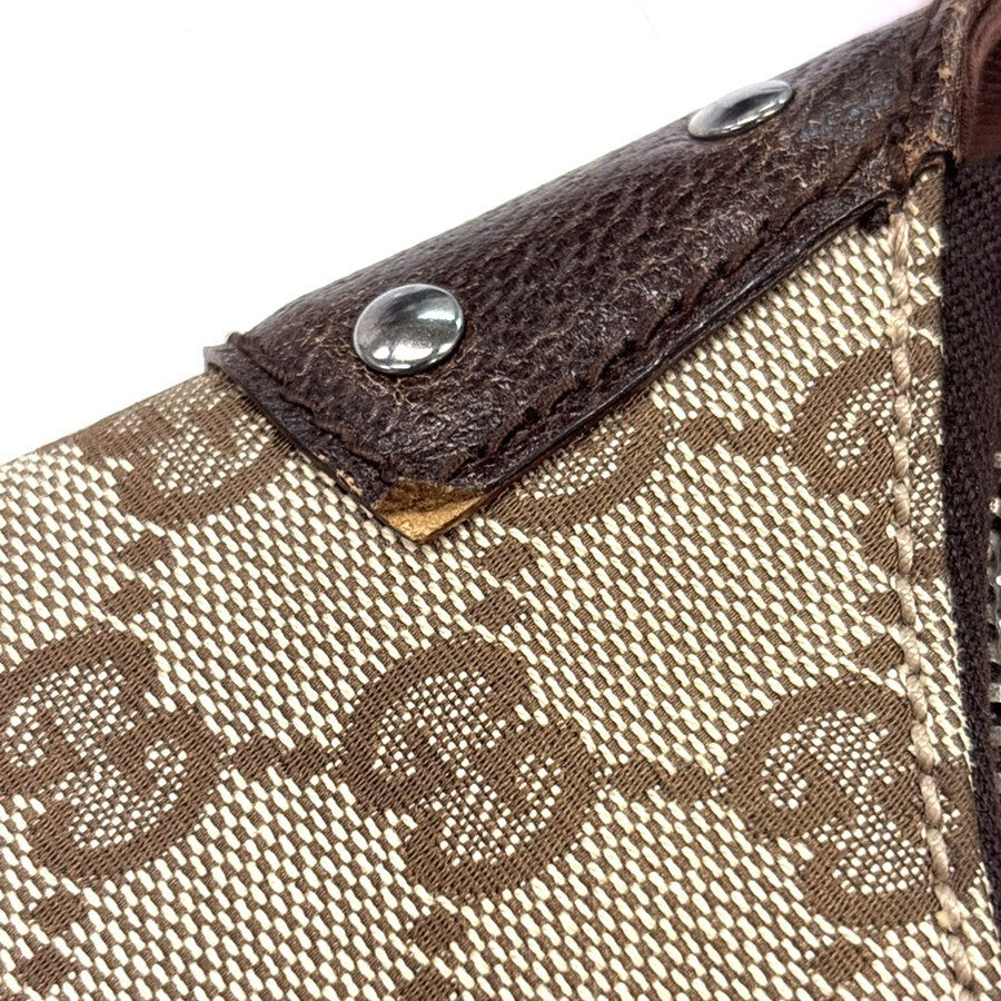 GUCCI Logo GG Pattern Shoulder Hand Bag Canvas Leather Beige Brown Italy 76MA490