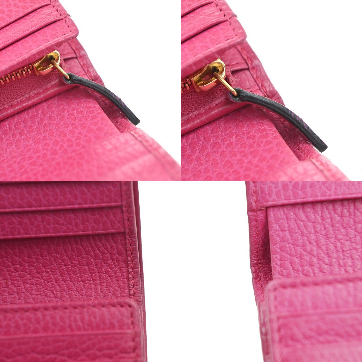 GUCCI Logo GG Marmont Trifold Compact Wallet Leather Pink GHW Italy 37MA483