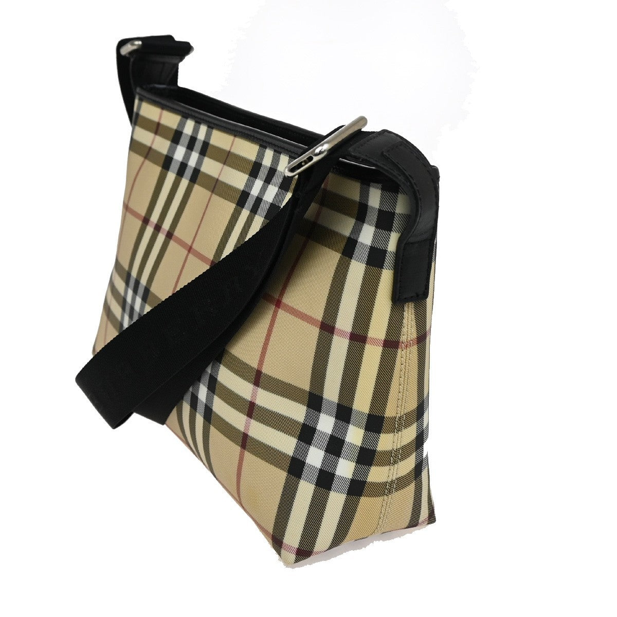 BURBERRY Logo Nova Check Shoulder Bag Canvas Leather Beige Black 38TA158