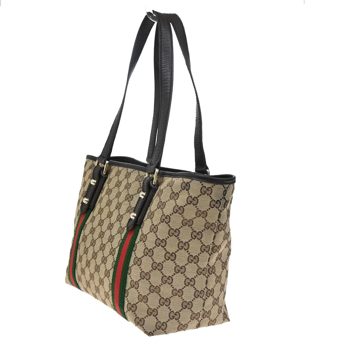 GUCCI Logo Sherry GG Pattern Shoulder Bag Canvas Leather Brown Italy 34YH198