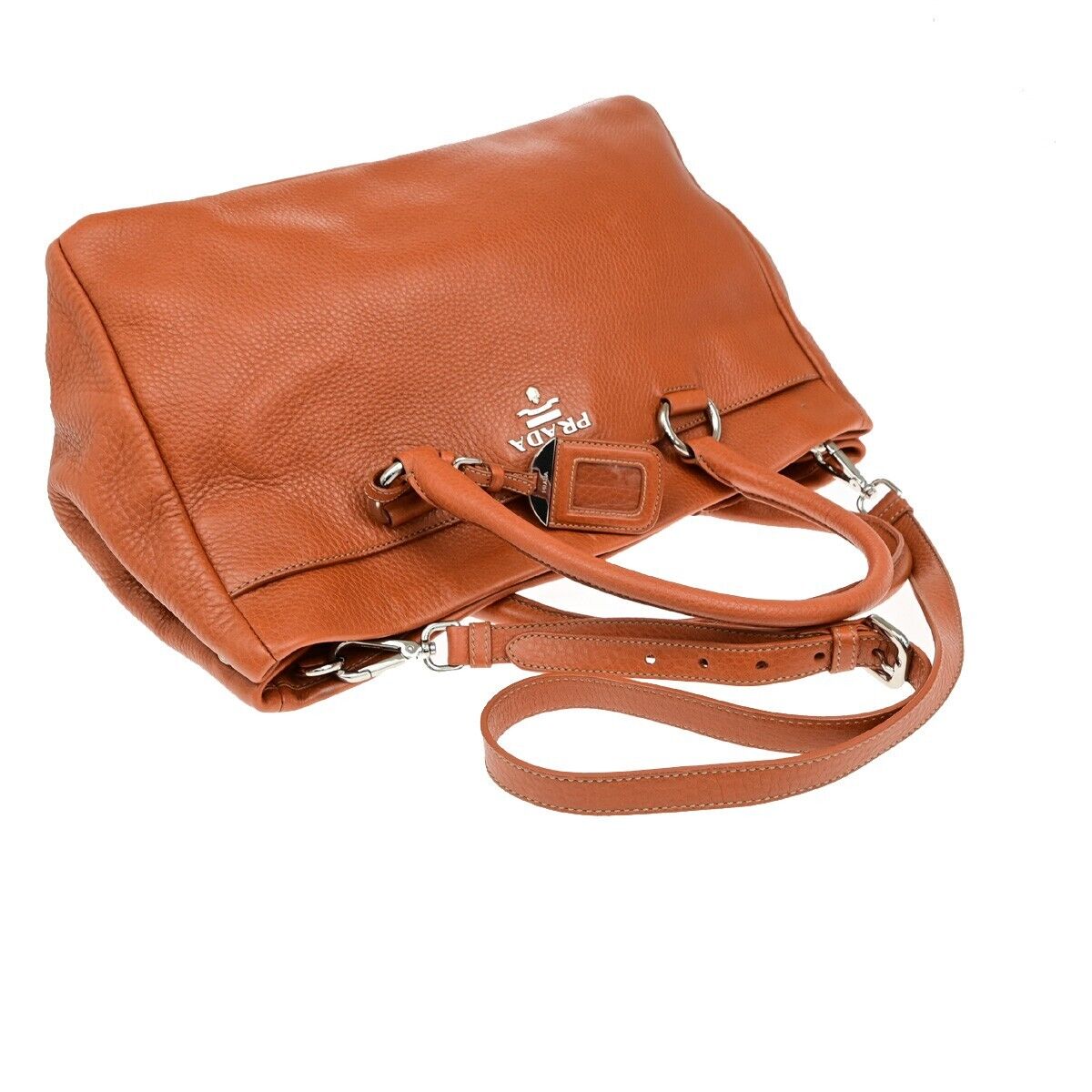 PRADA 2Way Shoulder Tote Bag Vitello Daino Leather Rame Orange BR4393 18ED877
