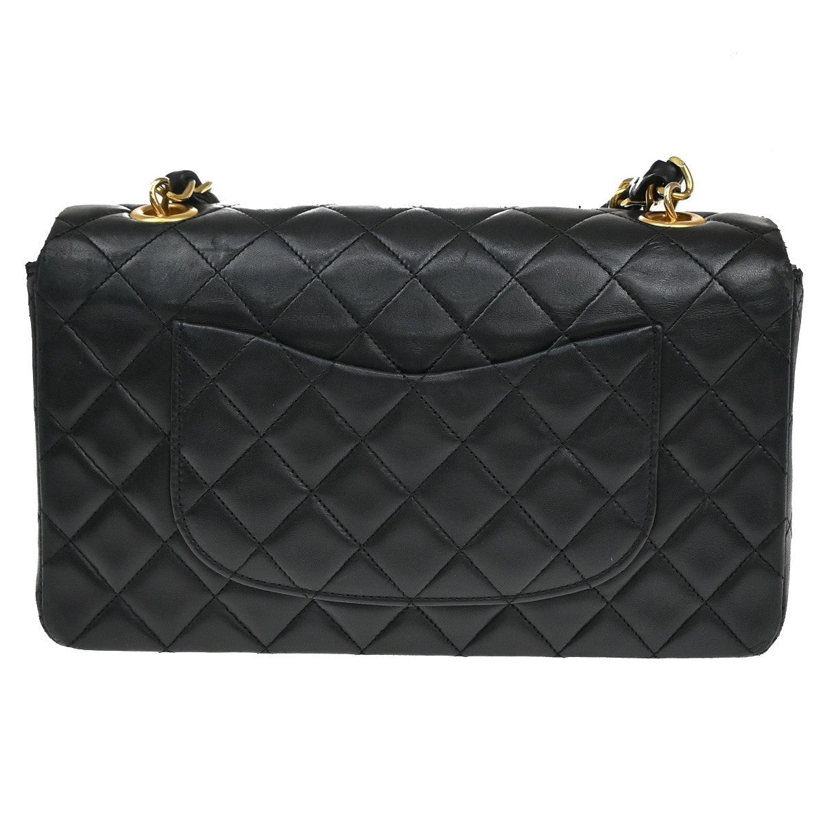 CHANEL CC Matelasse 25 Chain Top Handle Hand Bag Leather Black Vintage 870RF470