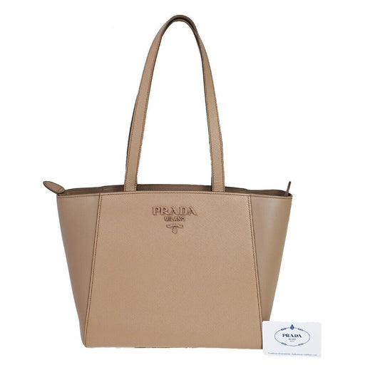 PRADA MILANO Logo Shoulder Tote Bag Saffiano Leather Cipria Pink Silver 667RH590