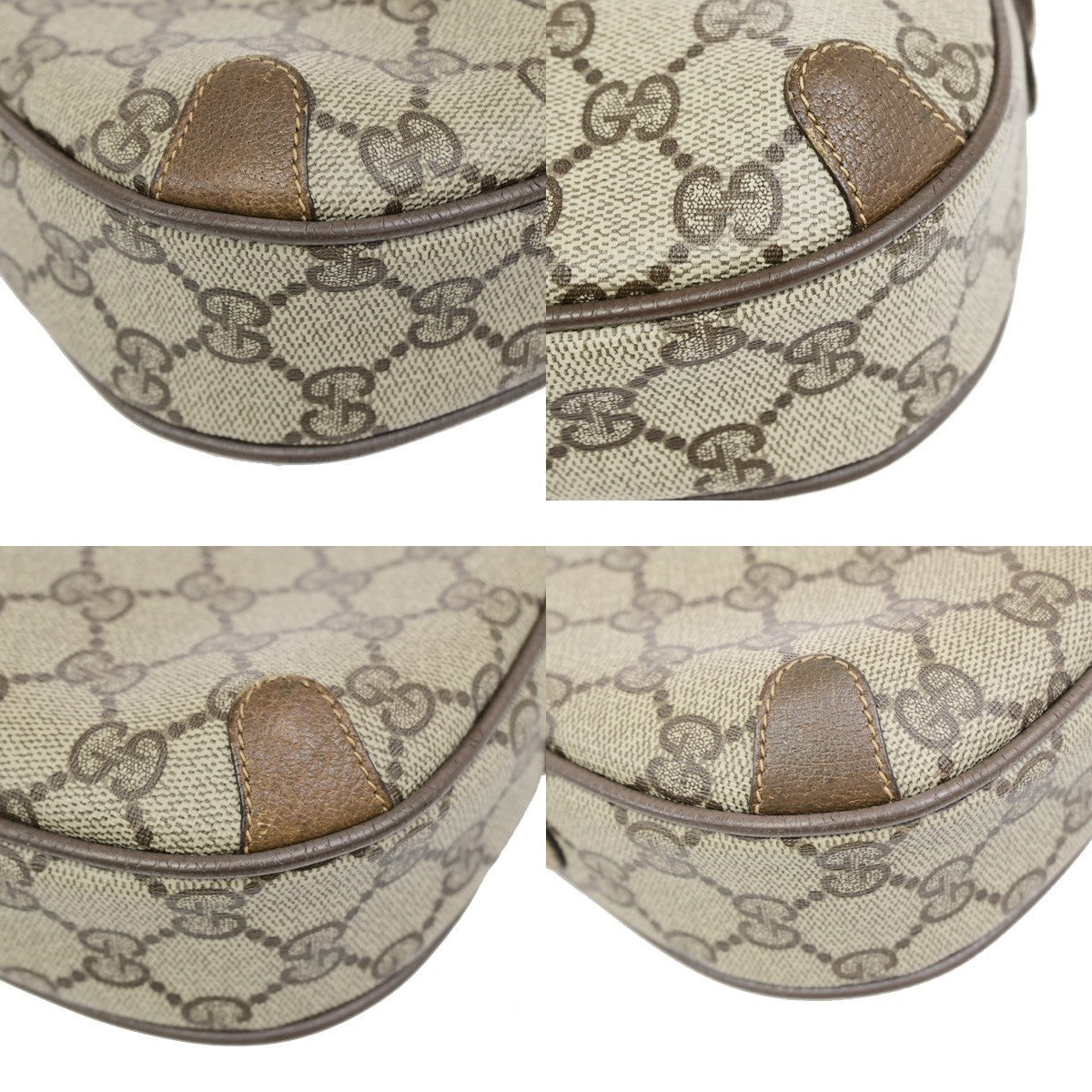 GUCCI Logo Sherry Web GG Pattern Mini Shoulder Bag PVC Leather Brown 68KD111