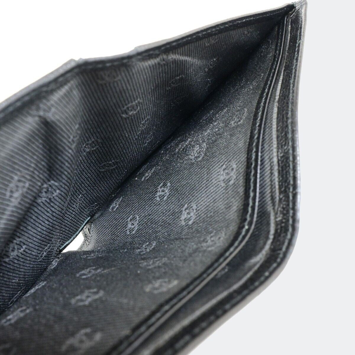 CHANEL CC Logo Compact Bifold Wallet Leather Black GHW France 38RK157