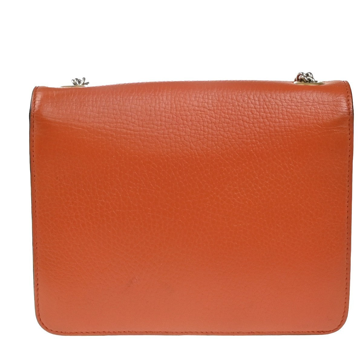 GUCCI Logo Interlocking G Mini Chain Shoulder Bag Leather Orange GHW 90KP377