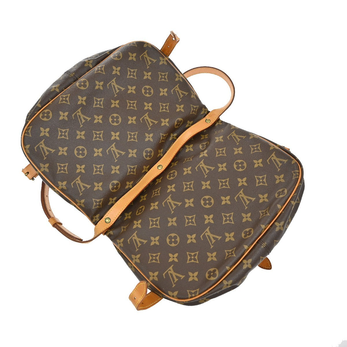 LOUIS VUITTON Logo Saumur 30 Shoulder Bag Monogram Leather Brown M42256 18EF915