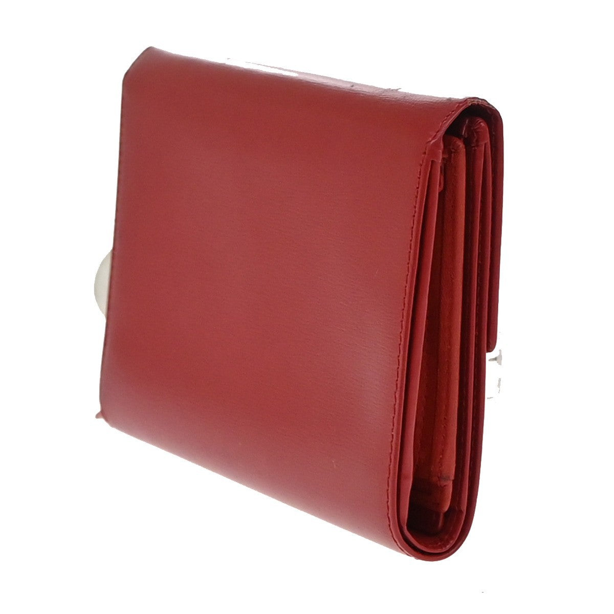 LOEWE Logo Trifold Wallet Purse Leather Red Made In Spain 66KP053