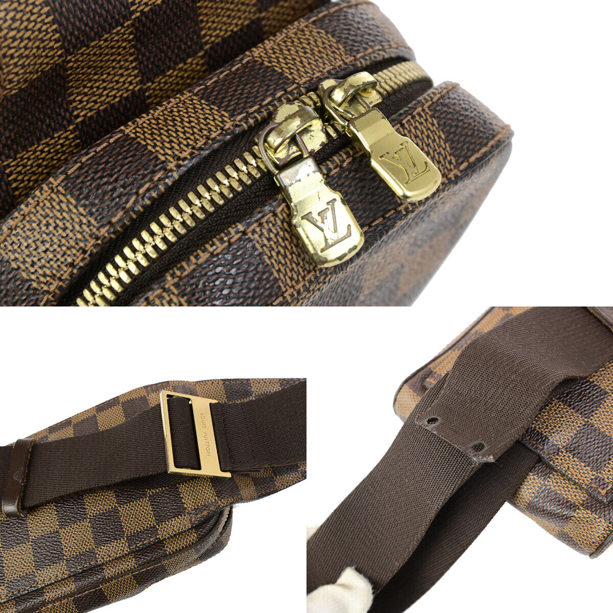 LOUIS VUITTON Geronimos Bum Body Bag Damier Ebene Leather Brown N51994 72YG641
