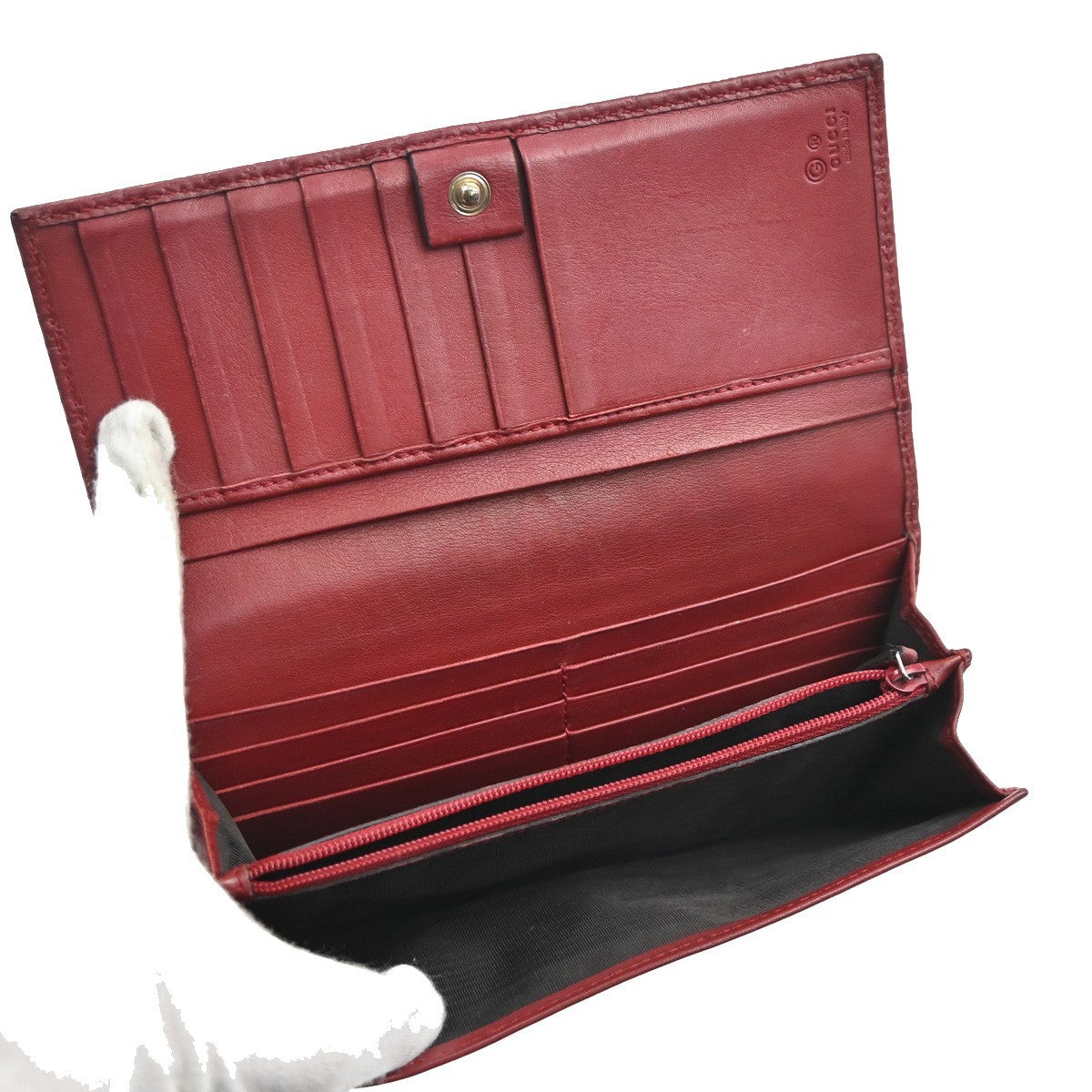 GUCCI Micro Guccissima GG Pattern Bifold Long Wallet Leather Red Italy 31KC718