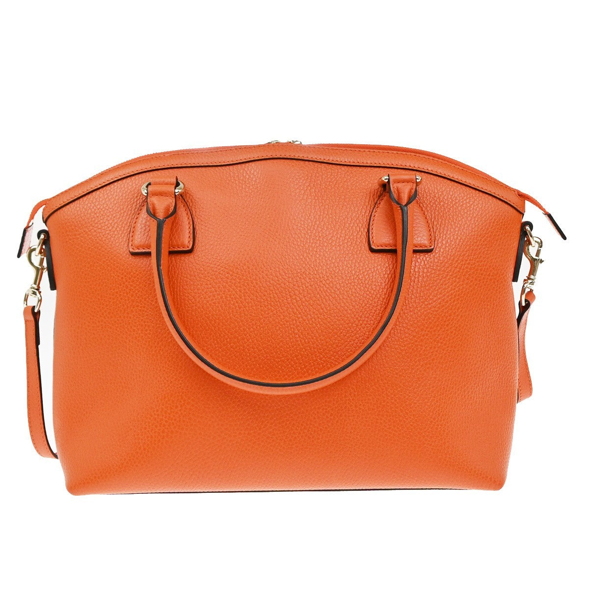 GUCCI Logo Interlocking GG Charm 2Way Shoulder Hand Bag Leather Orange 90KP030