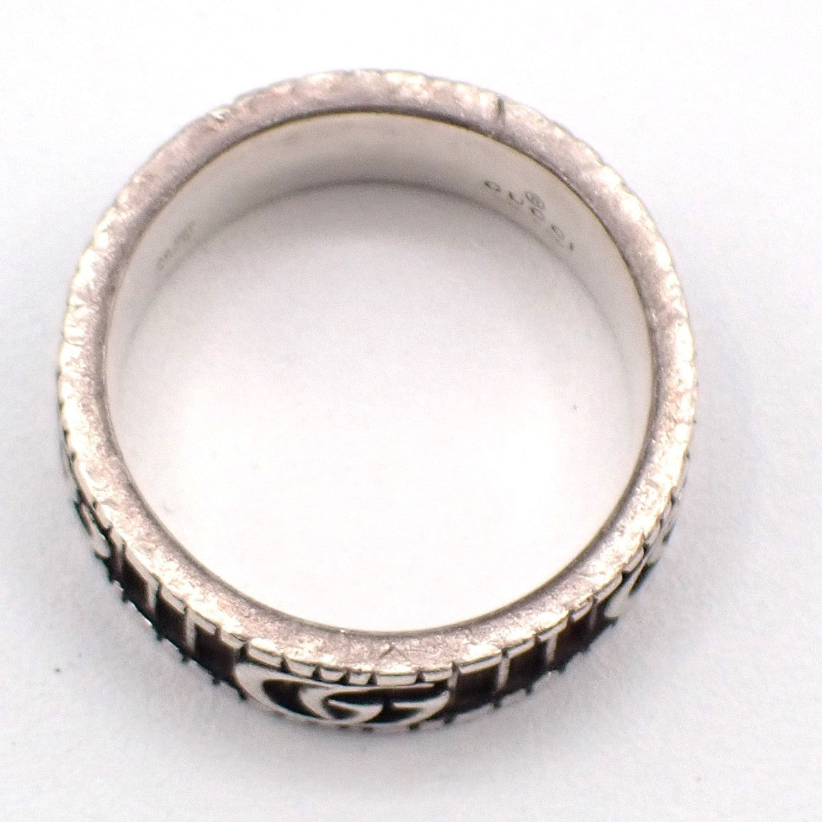GUCCI GG Marmomt Logo Ring Silver 925 Italy Accessories Size JP 17/ US 8 66MA181