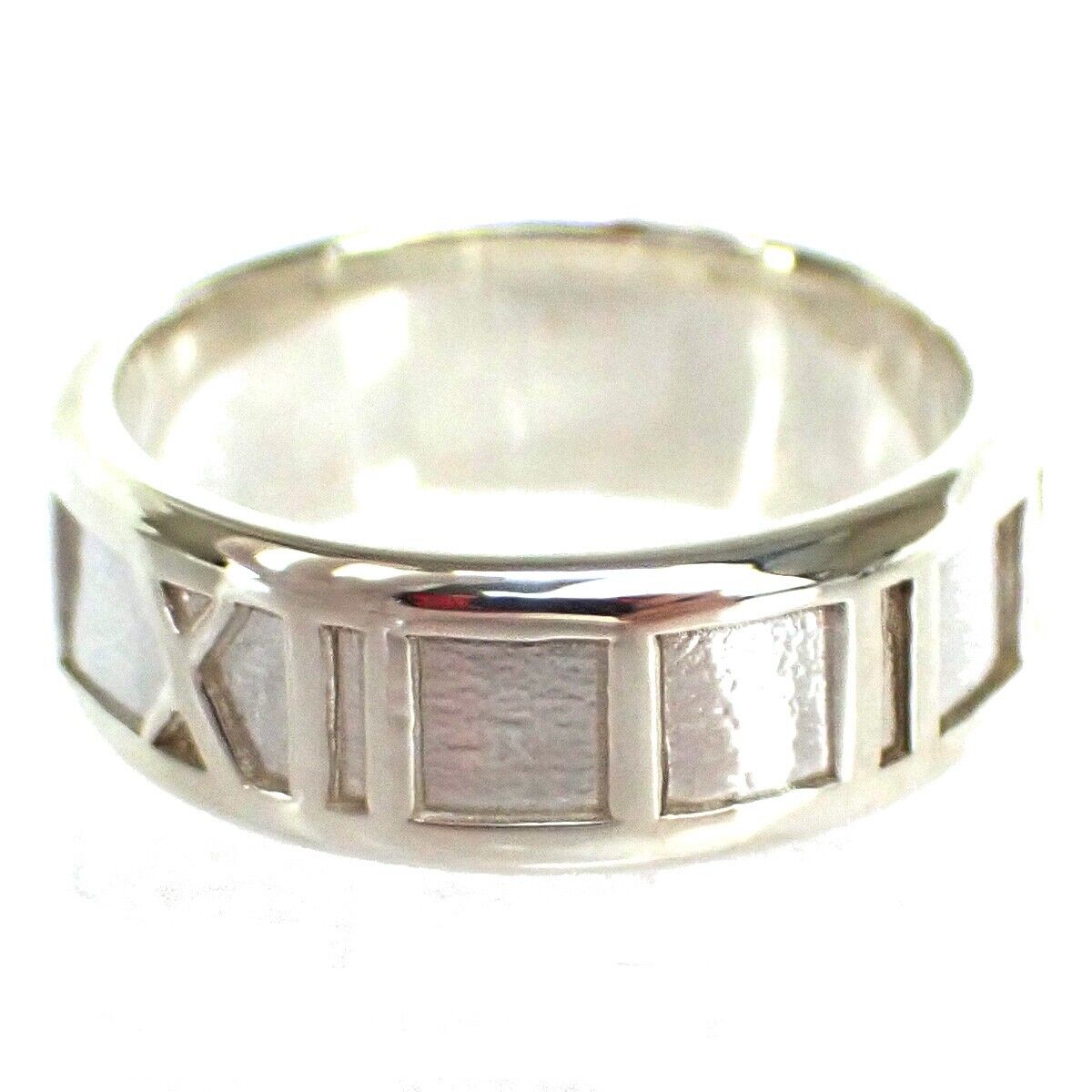 TIFFANY & CO. Logo Atlas Ring Roman Numerals Silver 925 Italy Accessory 08YA030