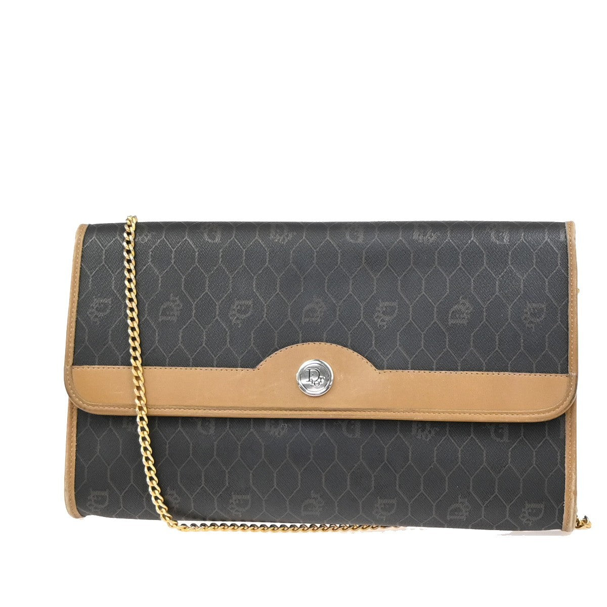 CHRISTIAN DIOR Logo Honeycomb 2Way Chain Shoulder Bag PVC Leather BN GHW 69KC690