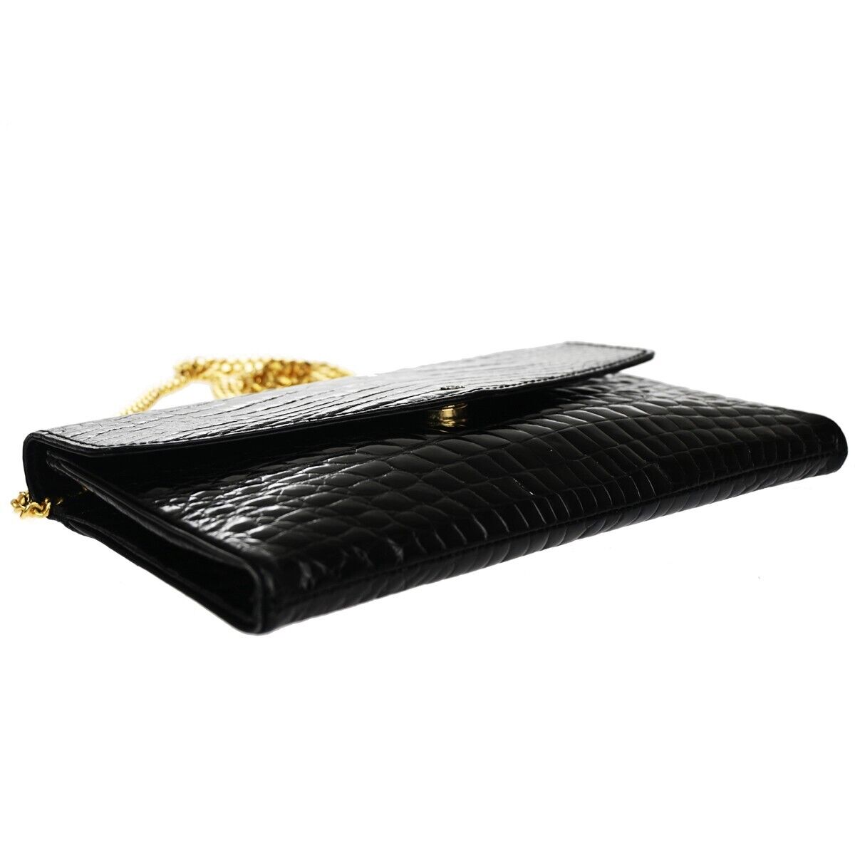 LOEWE Logo Anagram 2way Chain Shoulder Clutch Bag Exotic Leather Brack 88ED471