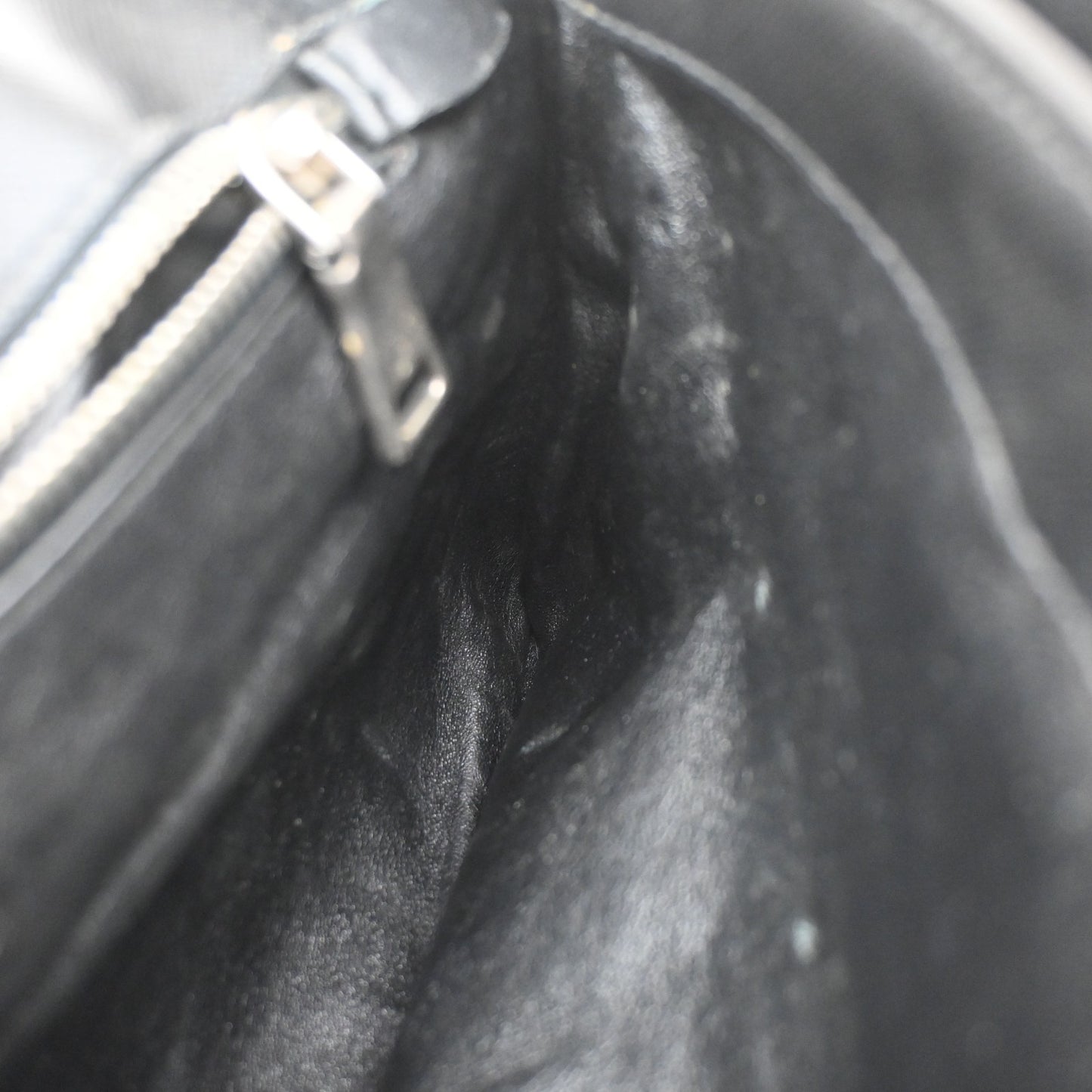 PRADA Saffiano Diagonal Chain Shoulder Bag Nylon Leather Black SHW 10KD064
