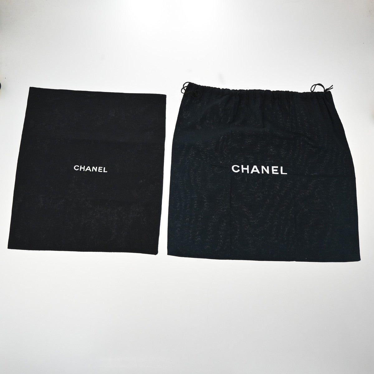 CHANEL Logo 10 Set Drawstring Dust Bag Canvas Cotton Flannel BK WE 60EF976
