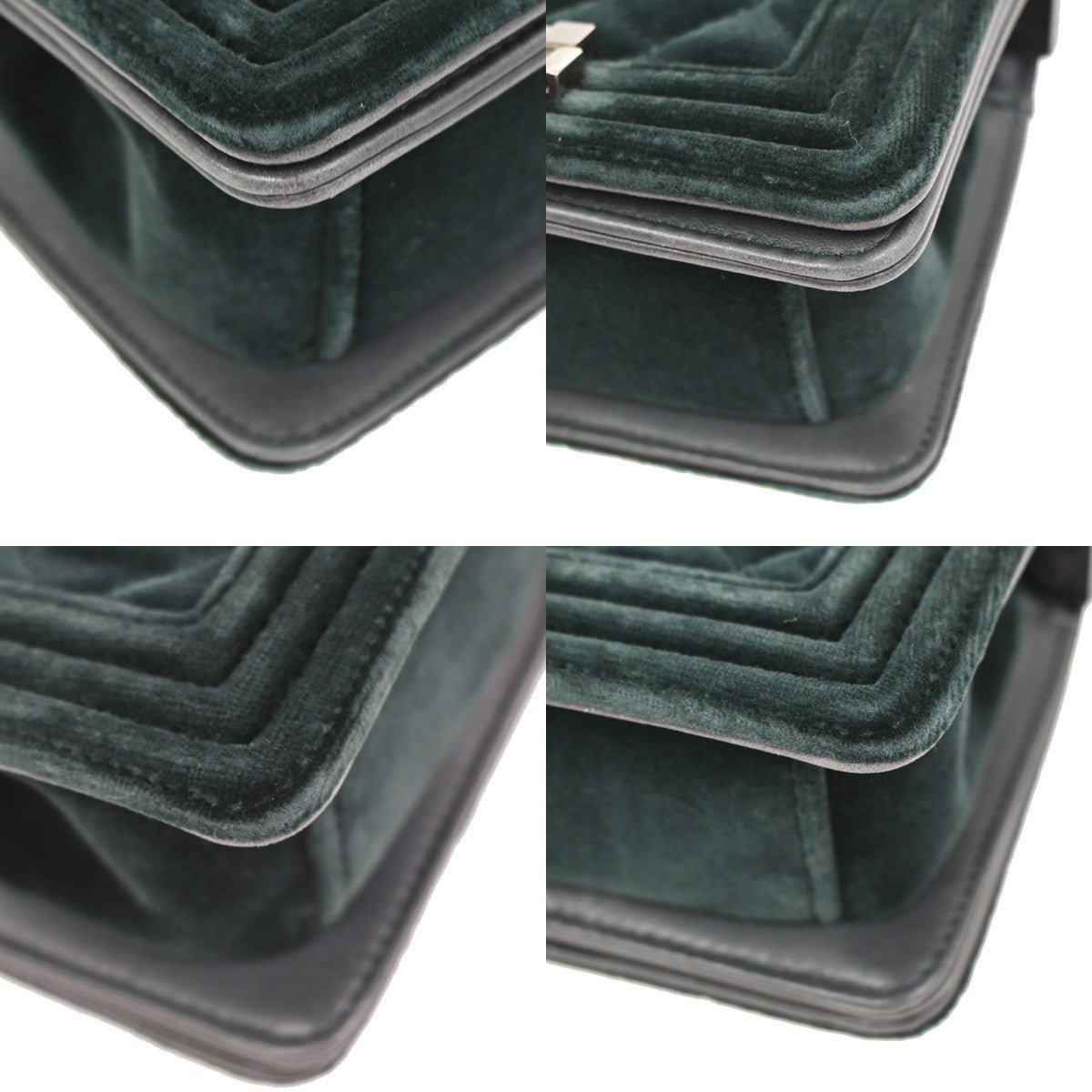 CHANEL Boy CC Chain Mini Shoulder Bag Velvet Leather Green SHW Italy 330RQ030