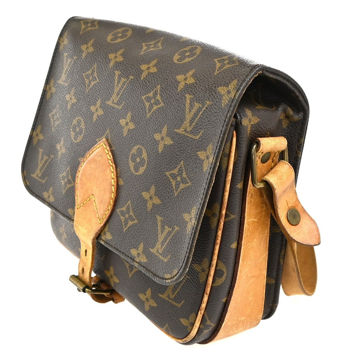 LOUIS VUITTON Cartouchiere MM Shoulder Bag Monogram Leather Brown M51253 32TA563