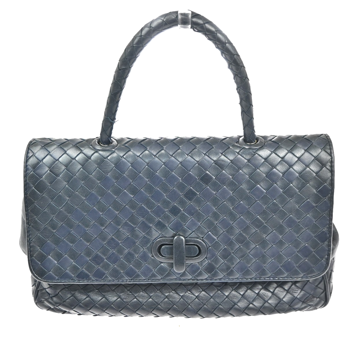 BOTTEGA VENETA Intrecciato Hand Bag Leather Navy Italy GHW 87TA525