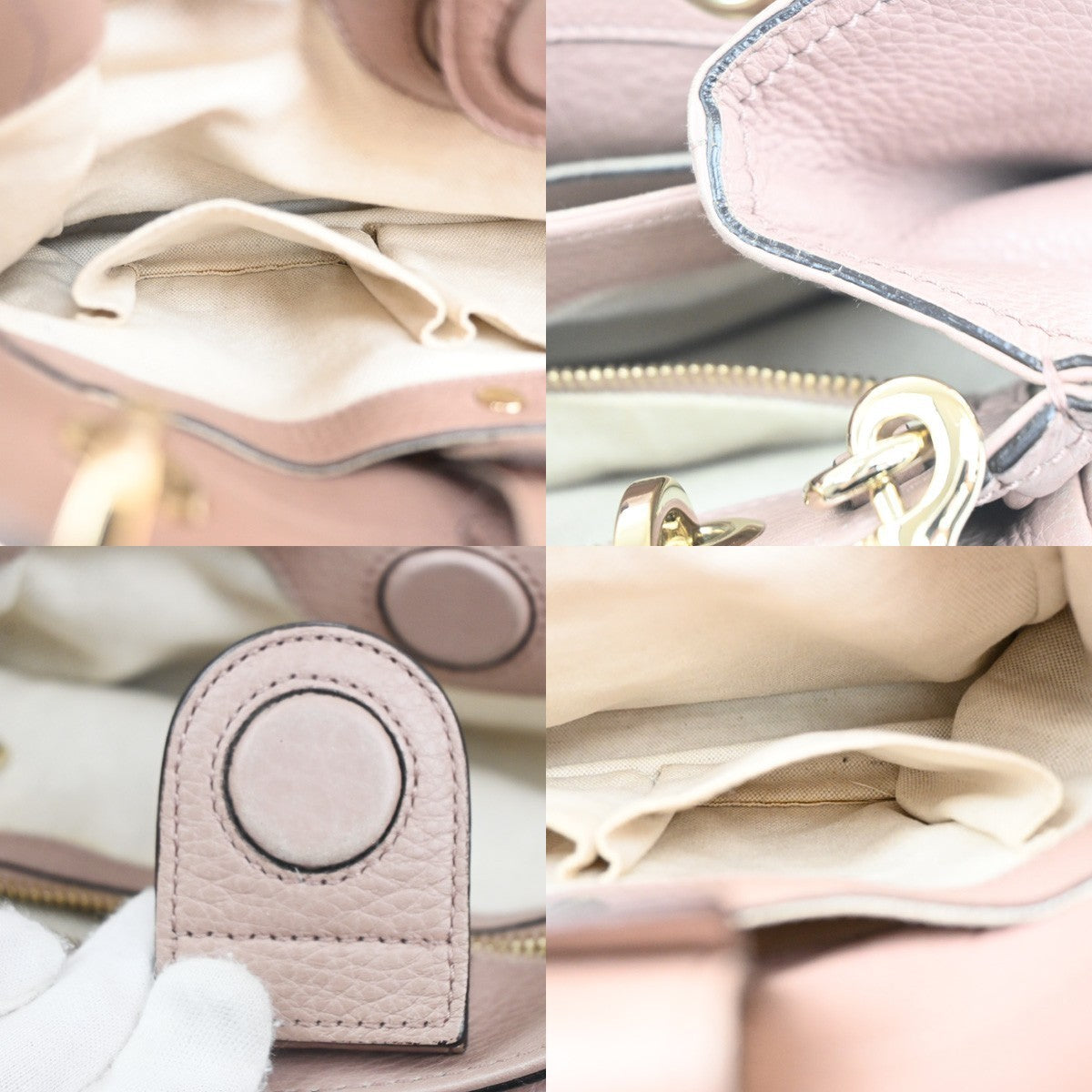 GUCCI Bamboo Handle 2way Shoulder Hand Bag Embossing Leather Pink GHW 16MA272