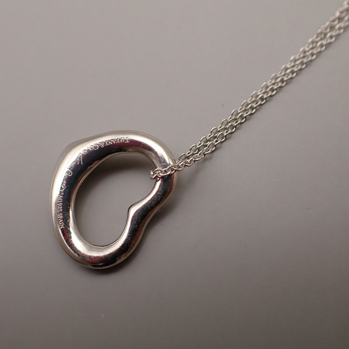 TIFFANY & CO. Logo Open Heart 16mm Chain Necklace Silver AG925 05CA057