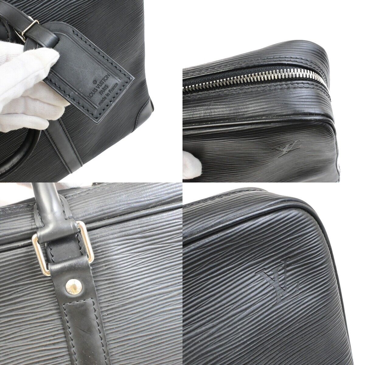 LOUIS VUITTON Porte Documents Voyage Briefcase Hand Bag Epi Black M59162 82ED934