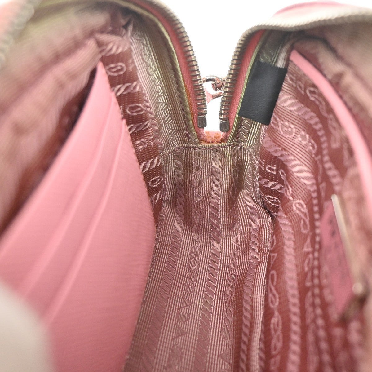 PRADA Logo Saffiano Fiocco Bow Min Shoulder Bag Leather Pink SHW Italy 74YH967