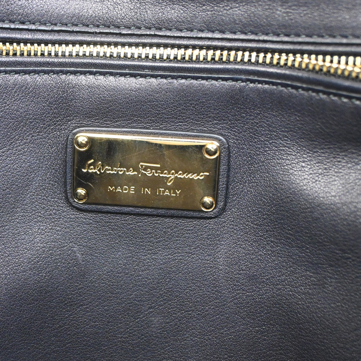 SALVATORE FERRAGAMO Logo Gancini Sofia Hand Bag Leather Black GHW Italy 32YH771