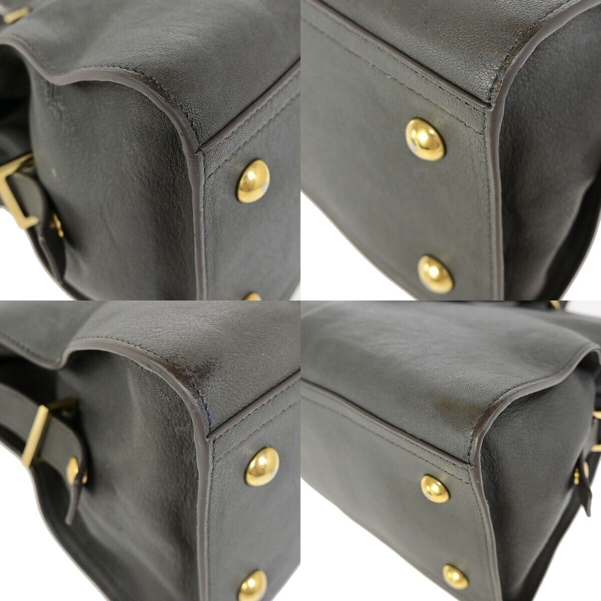 YVES SAINT LAURENT YSL 2Way Cabas Chyc Hand Shoulder Bag Leather Gray 35SH912