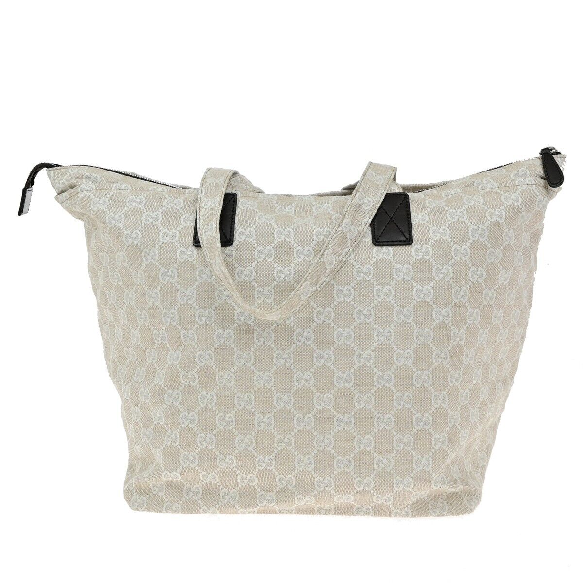 GUCCI Logo GG Pattern Museo Hand Tote Bag Canvas Leather Beige Italy 65EE039