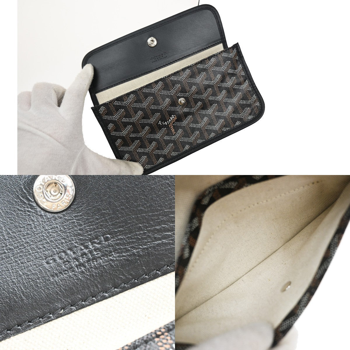 GOYARD Saint Louis PM Shoulder Tote Bag Coating Canvas Leather Black 628RF892