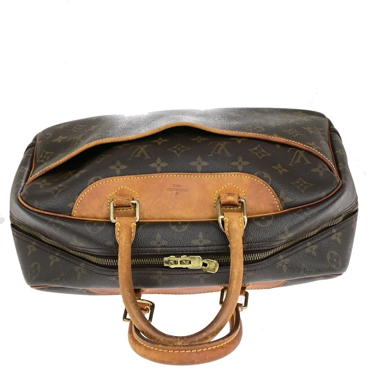 LOUIS VUITTON LV Logo Deauville Hand Bag Monogram Leather Brown M47270 61EC991