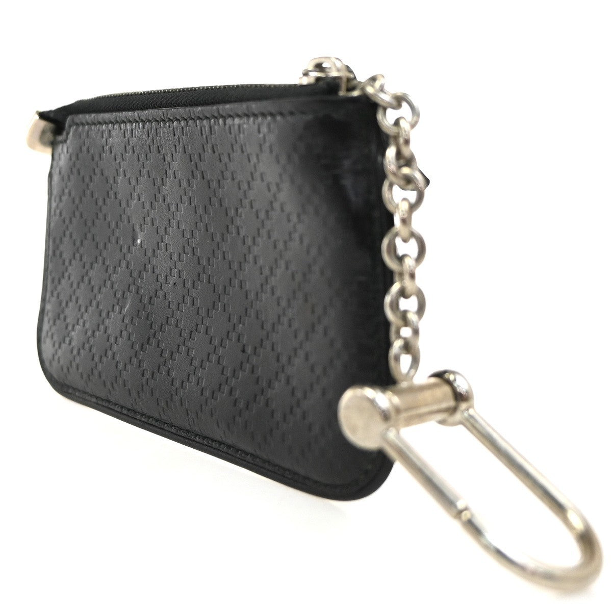 GUCCI Logo Diamante Compact Coin Wallet Leather Black 01TA568