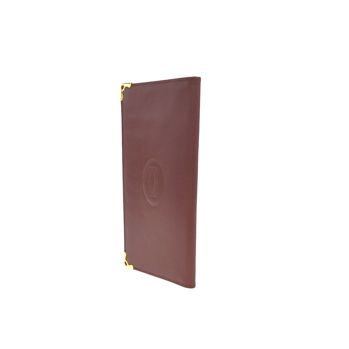 MUST DE CARTIER 2C Logo Bifold Long Wallet Purse Leather Red GHW 01KD061