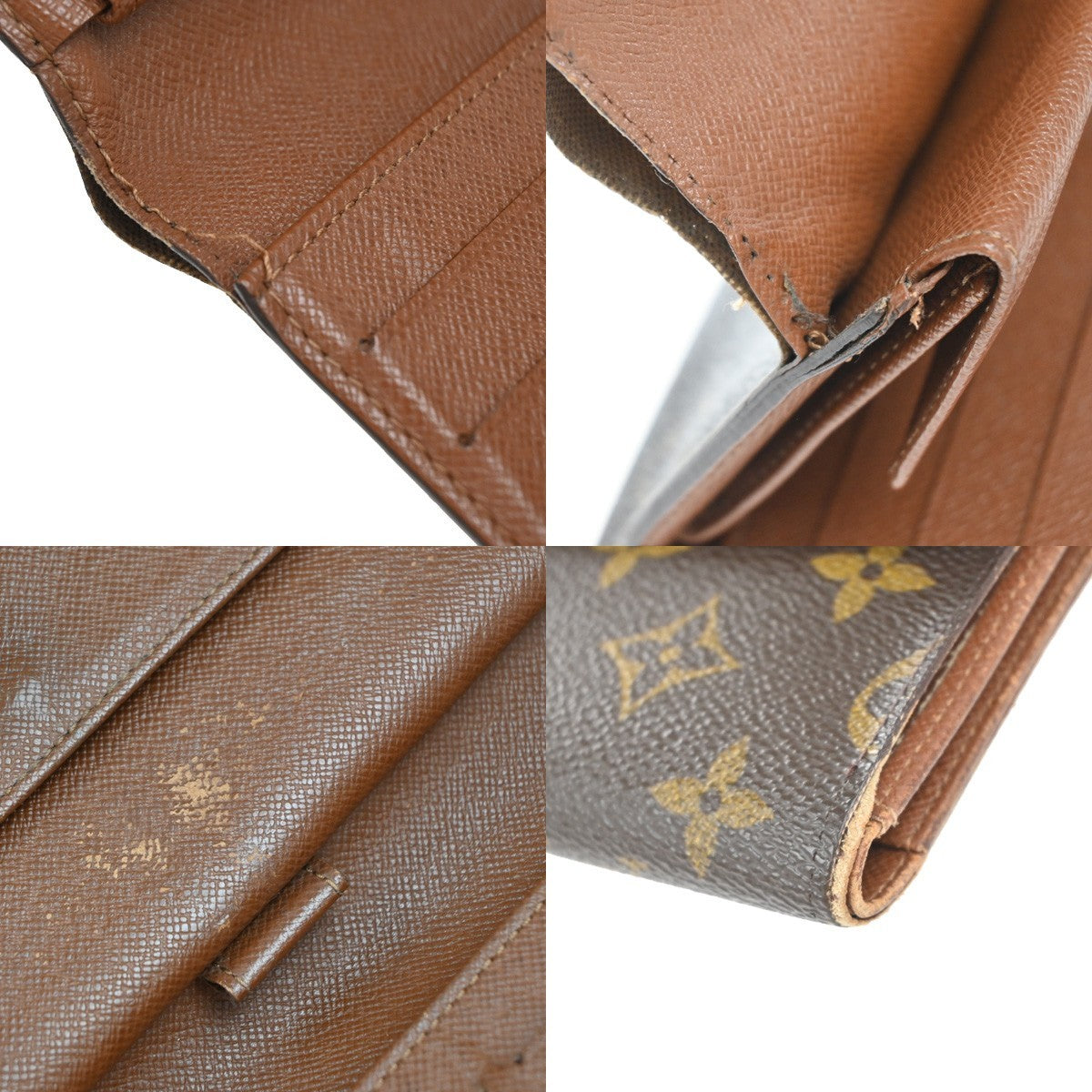 LOUIS VUITTON LV Logo 2 Set Bifold Wallet Monogram Leather Brown 04EG272