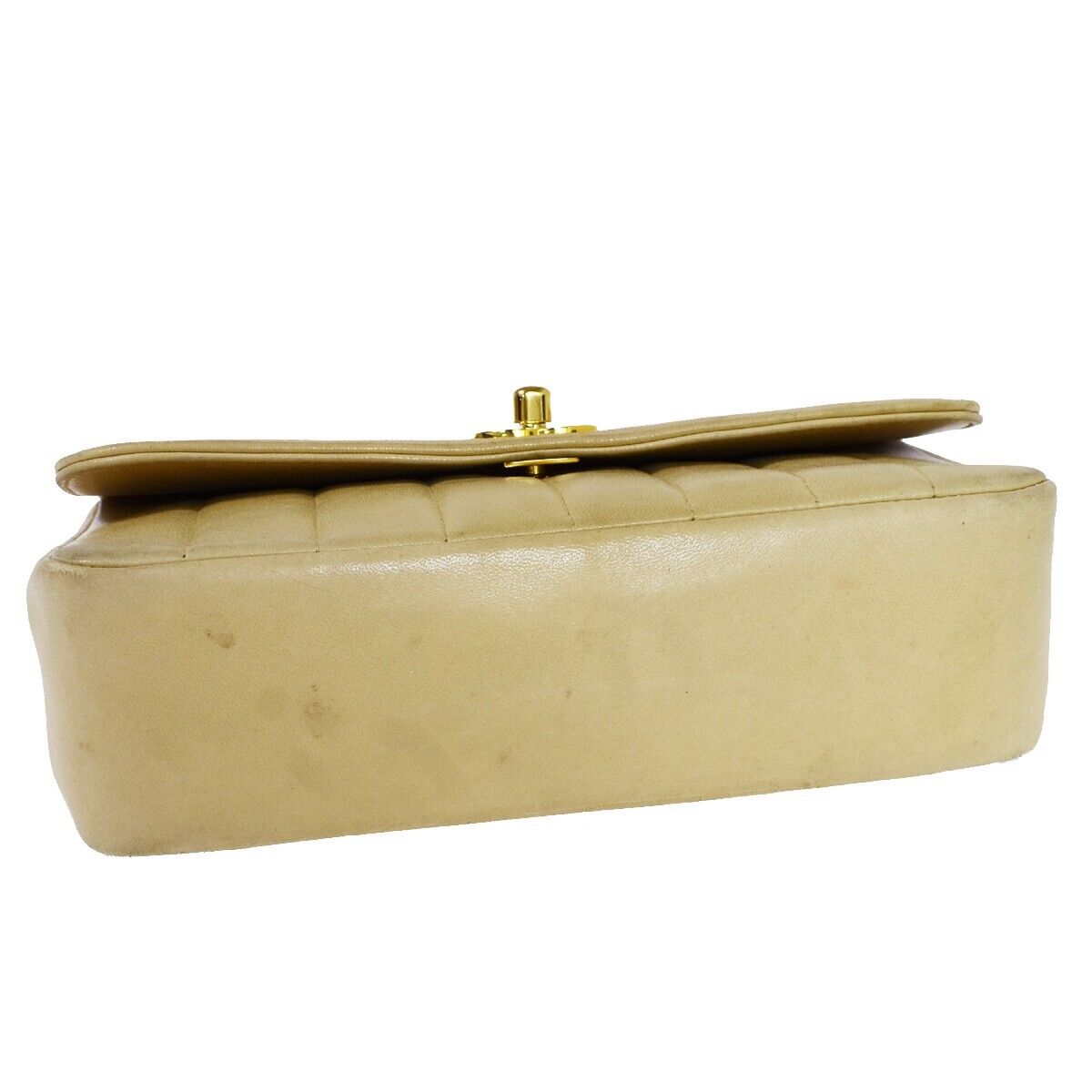 CHANEL CC Logo Mademoiselle Chain Shoulder Bag Leather Beige GHW France 648RC979