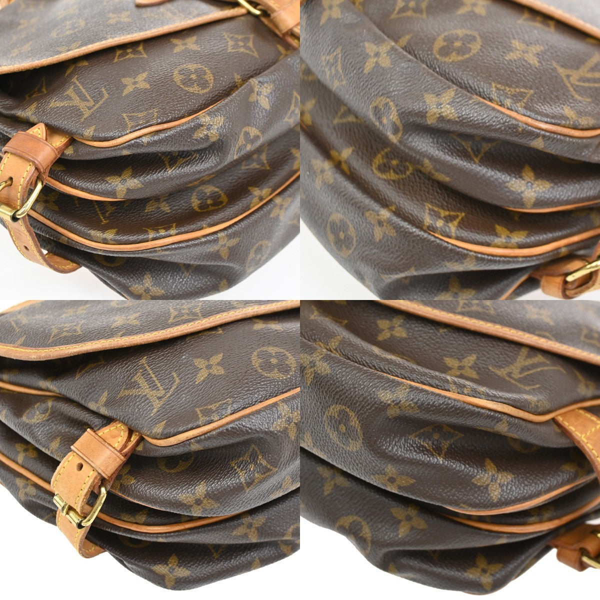 LOUIS VUITTON Logo Saumur 30 Shoulder Bag Monogram Leather Brown M42256 73DA259