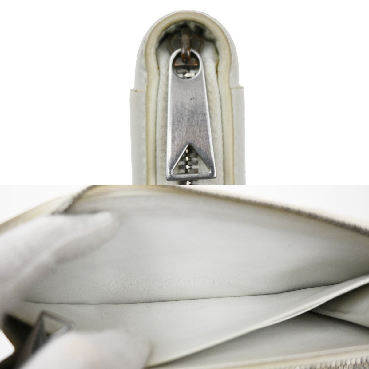 BOTTEGA VENETA Cassette Intrecciato Long Zipper Wallet Leather White 66KA968