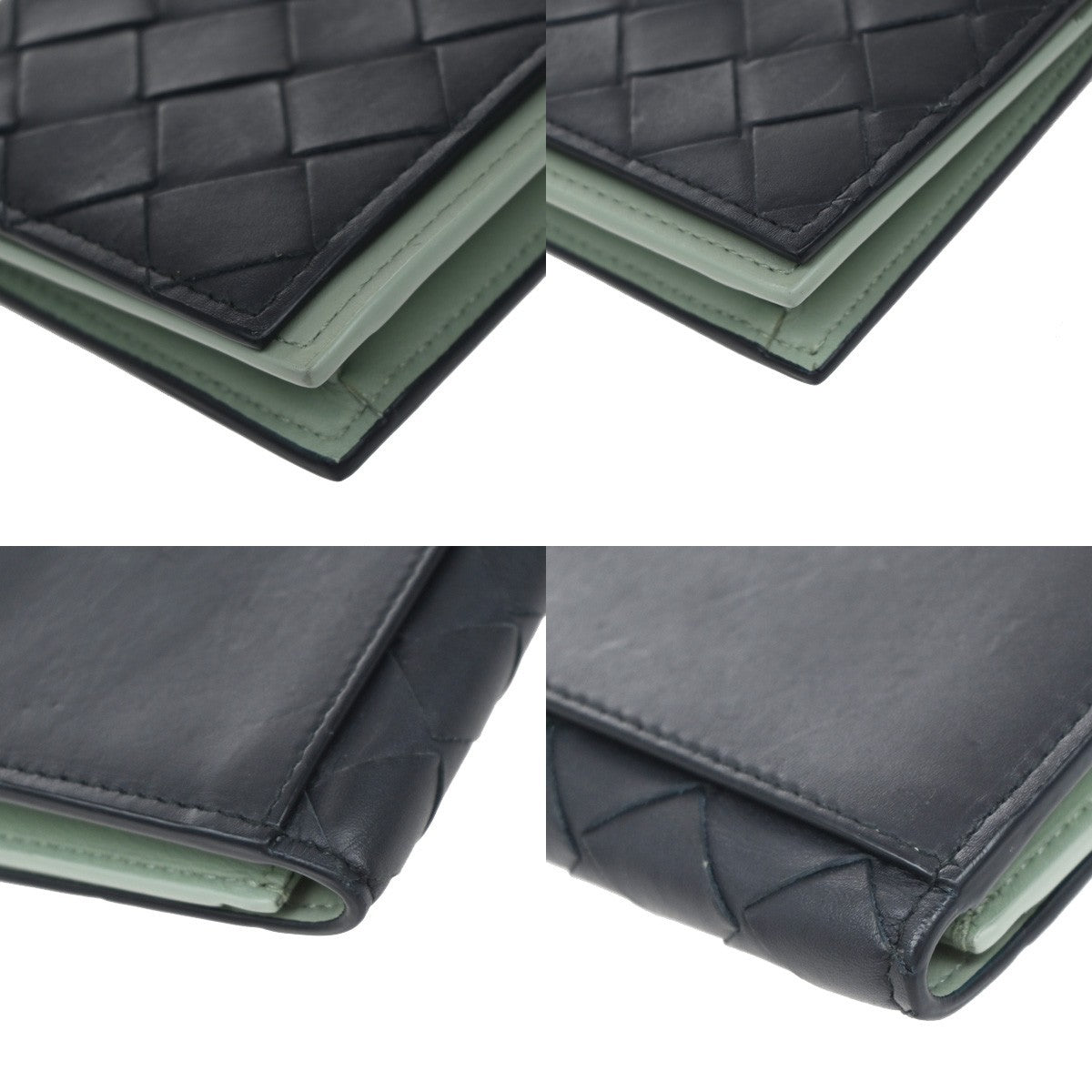 BOTTEGA VENETA Logo Intrecciato Card Case Wallet Leather Navy Blue Italy 66EF707