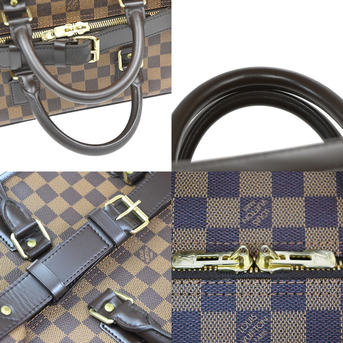 LOUIS VUITTON Grimaud Travel Hand Bag Damier Ebene Leather Brown N41160 25PA018