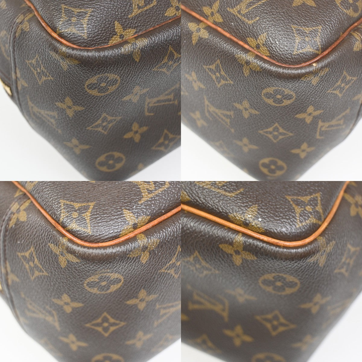 LOUIS VUITTON LV Logo Deauville Hand Bag Monogram Leather Brown M47270 33ZA071