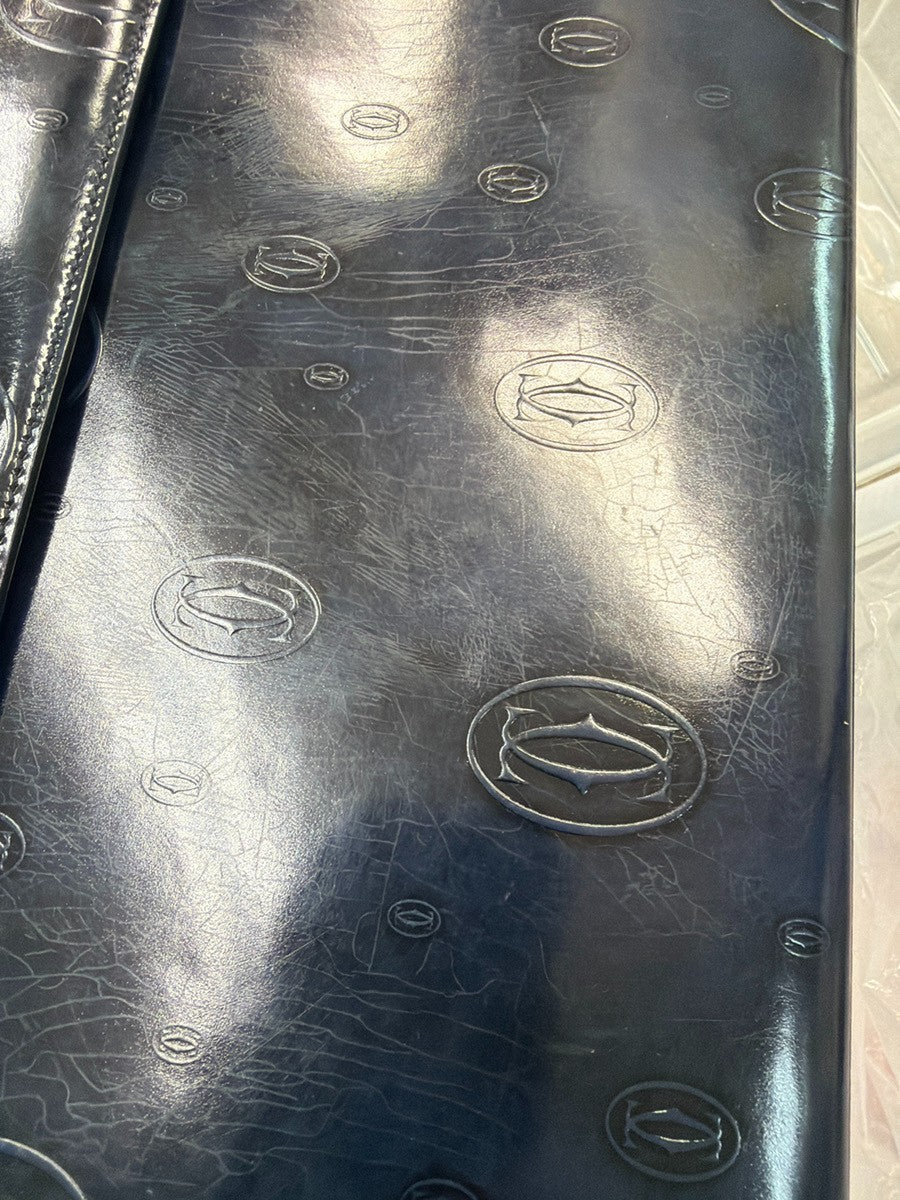 CARTIER Happy Birthday Handle Bag Patent Leather Top Navy Blue 89KC192