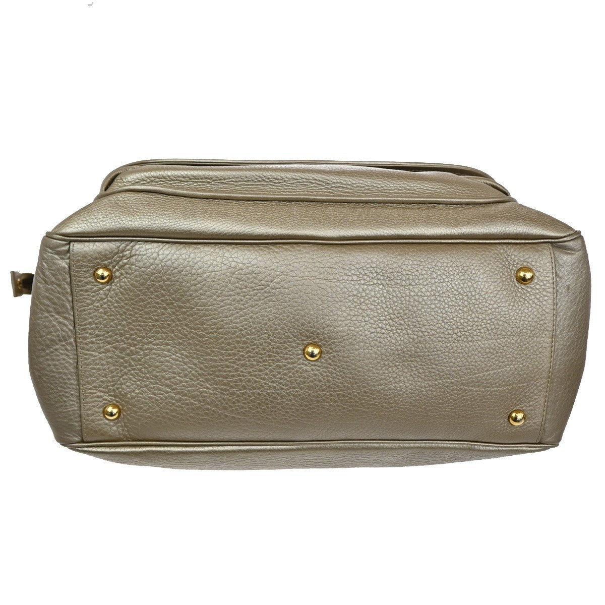 GUCCI Logo Double G  Hand Bag Metallic Leather Gold GHW Italy 77KB882
