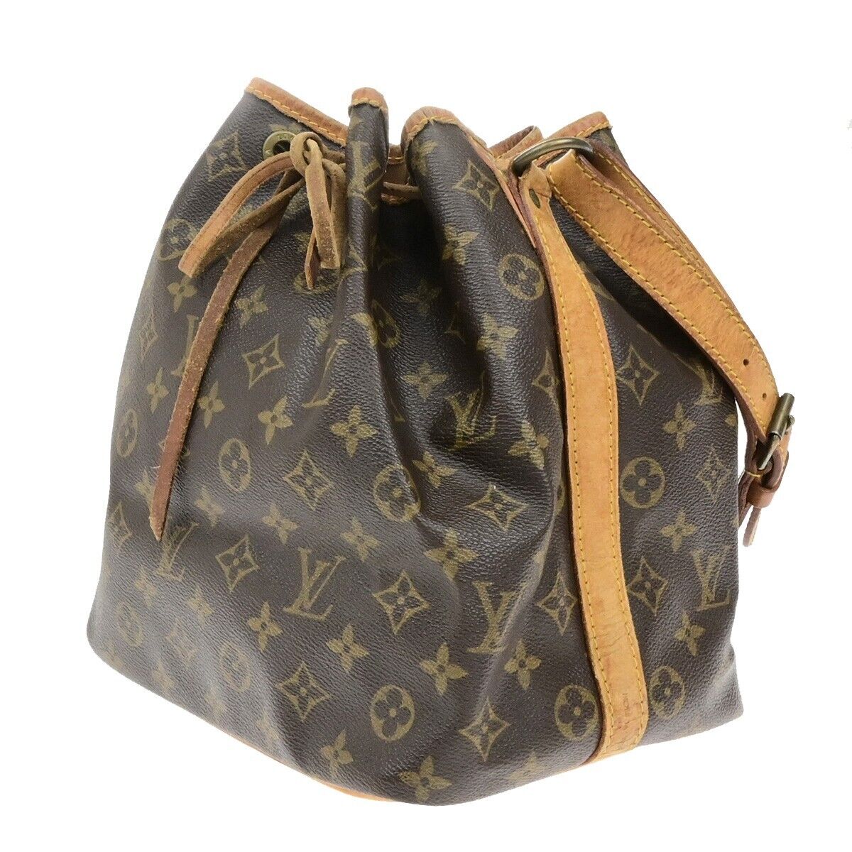 LOUIS VUITTON Petit Noe Drawstring Shoulder Bag Monogram Leather M42226 62ED926