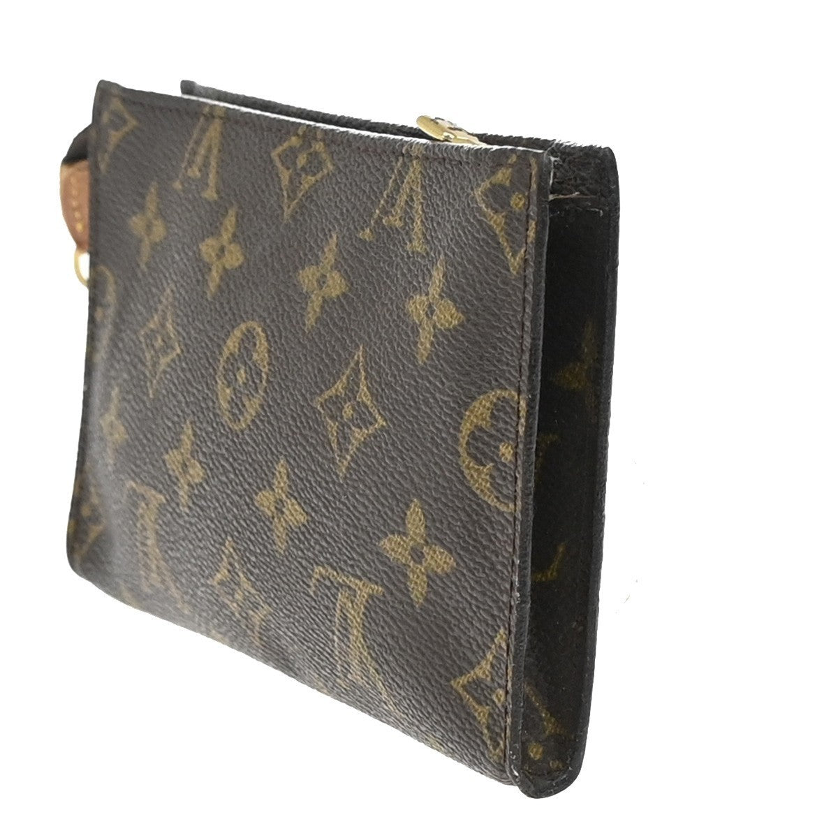 LOUIS VUITTON Logo Bucket PM Pouch Bag Monogram Leather Brown France 60KP177