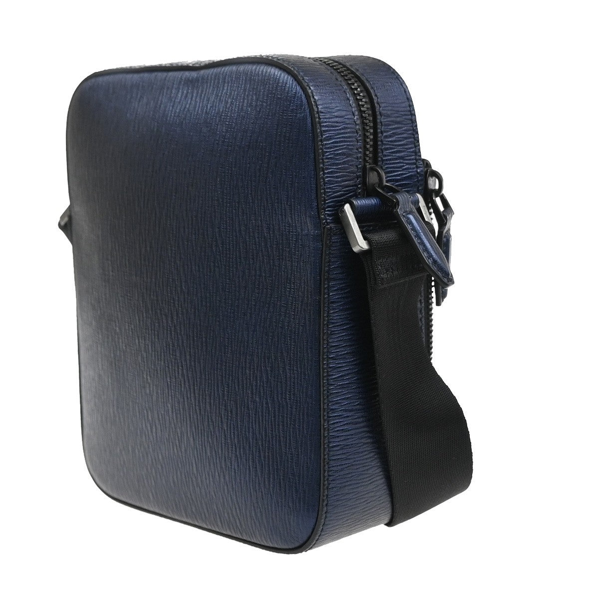 SALVATORE FERRAGAMO Logo Crossbody Shoulder Bag Leather Navy Blue Italy 38YJ125